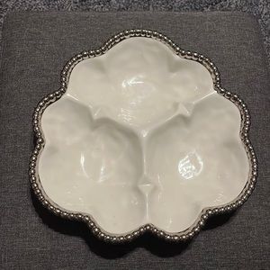 White and silver bowl / candy dish